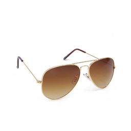 SUNNIES Unisex Brown Lens & Gold-Toned Aviator Sunglasses with UV Protected Lens SUNNIES-002-37
