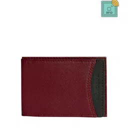 ARCADIO Men Maroon & Black Leather Money Clip Wallet With RFID Protection-image-29