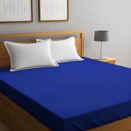 GADDA CO Royal Blue Cotton Terry Waterproof Elastic Fitted Mattress Protector-image-83