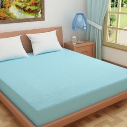 DREAM CARE Turquoise Blue Solid Mattress Protector-image-8