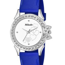 Mikado Women White Brass Embellished Dial & Blue Leather Wrap Around Straps Analogue Watch DD 4112-image-10