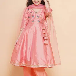 Bitiya by Bhama Girls Embroidered Angrakha Gotta Patti Kurta With Trousers & Dupatta-picture-57