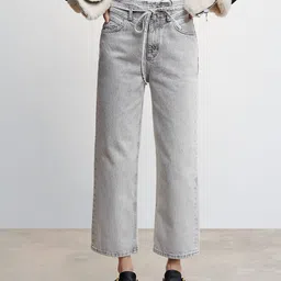 MANGO Women Straight Fit Pure Cotton Light Fade Jeans-image-86