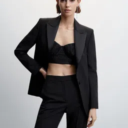 MANGO Shoulder Padded Single-Breasted Blazer-image-37