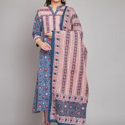 RANGMAYEE Ethnic Motifs Printed Pure Cotton Kurta With Trousers & Dupatta-35