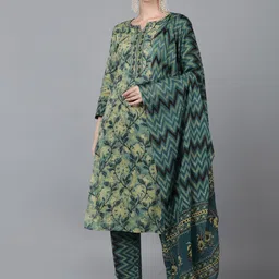 KALINI Ethnic Motifs Printed Kurta with Trousers & Dupatta-picture-4
