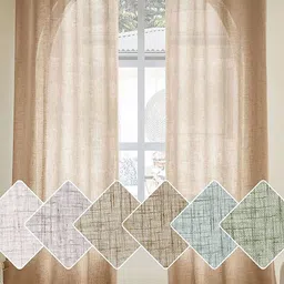 RIDHAAN Brown 2 Pieces Sheer Long Door Curtains-6