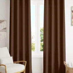 HOMEMONDE Brown Set of 2 Black Out Long Door Curtain-58