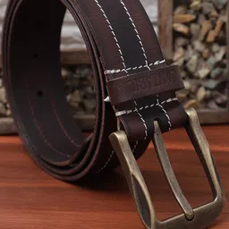 Cantabil Men Striped Leather Tang Slim Belt-image-61