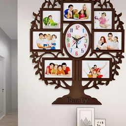 Attractionz Brown & White Textured Oval Shaped Contemporary Wall Clock-picture-6