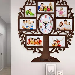 Attractionz Brown & White Textured Oval Shaped Contemporary Wall Clock-picture-1