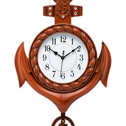 Attractionz Brown & White Round Shaped Contemporary Pendulum Analogue Wall Clock-image-43
