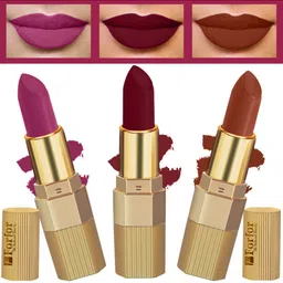 FORFOR Set Of 3 Xpression Matte Lipsticks - Maroon Matte 307-Brown Nude 301-Magenta 30-17
