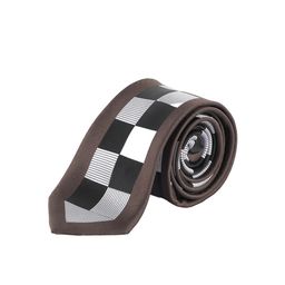 Alvaro Castagnino Men Brown & White Woven Design Skinny Tie-picture-11