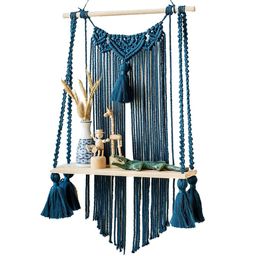 Kaahira Navy Blue Wall Decor Hanging Shelf-image-34