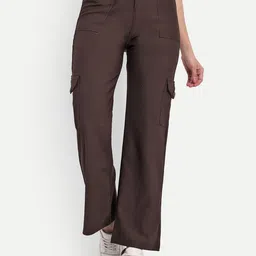 BROADSTAR Women Smart Straight Fit High-Rise Easy Wash Corduroy Cargos-picture-2