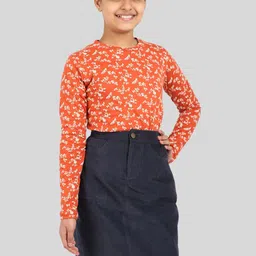 TWEENY MINI Girls Pure Cotton Straight Knee Length Skirt-image-29