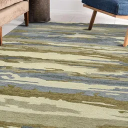 saraswatii global Blue Abstract Woollen Carpets-18