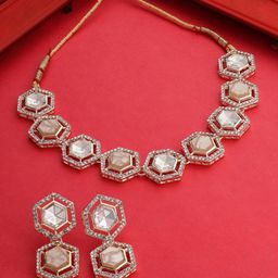 AMI Gold-Plated Stone-Studded Jewellery Set-image-3