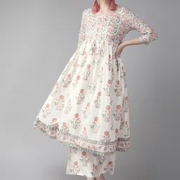 AKS Floral Printed Keyhole Neck Pure Cotton Anarkali Kurta-picture-17