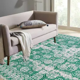 Budhrajrugs Green & White Geometric Pure Cotton Rectangular Dhurrie-3