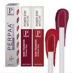 PERPAA Set of 2 Power Stay Liquid Matte Lipsticks 5ml Each - Cherry Red+Apple Red-1