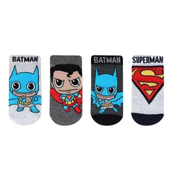 Bonjour Kids Pack of 4 Chibi Batman & Superman Patterned Socks-44
