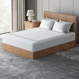 GM White & Grey Geometric 210 TC King Bedsheet With 2 Pillow Covers-19