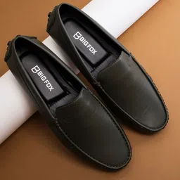 Big Fox Men Olive Green Solid Synthetic Slip-On Loafers-27