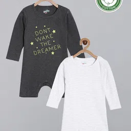 Broon Infant Boys Pack Of 2 Black & Grey Pure Organic Cotton Rompers-image-97