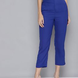 SASSAFRAS Women Blue High-Rise Cropped Trousers-image-46
