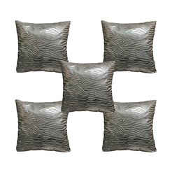 Lushomes Silver-Toned Set of 5 Foil Printed Square Cushion Covers-37