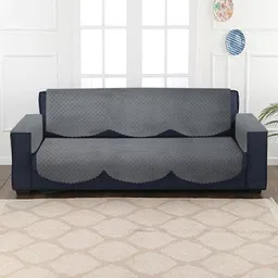HOSTA HOMES Grey Quilted Velvet 5-Seater Sofa Covers With Arm Rest Covers-image-56