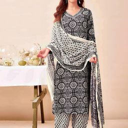 7Threads Ethnic Motifs Printed Straight Kurta with Trousers & Dupatta-45