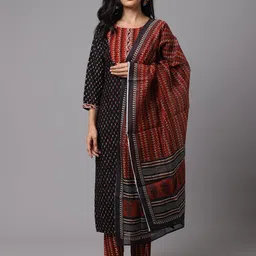 7Threads Ethnic Motifs Printed Straight Kurta with Trousers & Dupatta-picture-4