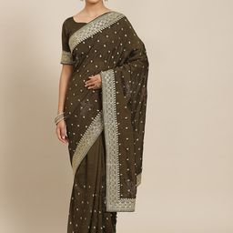 Kalista Green Ethnic Motifs Zari Saree-image-2