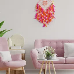DULI Orange & Pink Hanging Dream Catcher-18