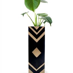 VAH Kya Bat Hai !! Black & Beige Wooden Flower Pot Holder-picture-27