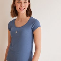 women'secret Embroidered Ribbed Lounge T-shirt-image-115