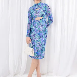 Stylecast X Hersheinbox Floral Print Cut-Out Net Sheath Dress-picture-1