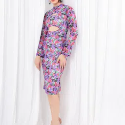 Stylecast X Hersheinbox Floral Print Cut-Out Net Sheath Dress-image-52