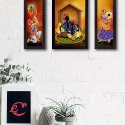 eCraftIndia Set of 3 Multicoloured Musician UV Wall Art-image-28