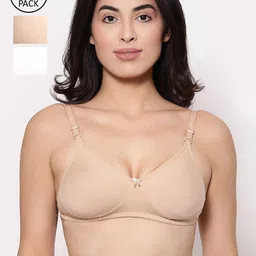 Inner Sense White & Beige Pack of 3 Non Padded Sustainable T-shirt Bra ISB100-picture-12