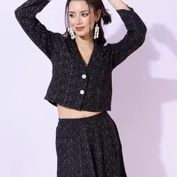 DAEVISH Printed Single-Breasted Crop Blazer & Skirt Co-Ords-picture-13