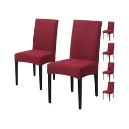HOUSE OF QUIRK Maroon 6 Pieces Removable Washable Chair Covers-image-18