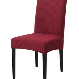 HOUSE OF QUIRK Maroon Self Design Removable Washable Chair Cover-11