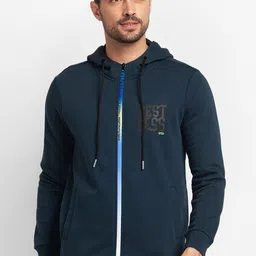 SPYKAR Men Blue Hooded Sweatshirt-image-73