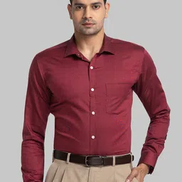 Park Avenue Spread Collar Long Sleeves Organic Cotton Slim Fit Formal Shirt-image-89