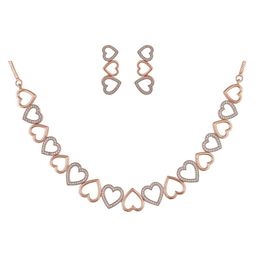 RATNAVALI JEWELS Rose Gold-Plated AD-Studded & Beaded Heart Shaped Jewellery Set-image-22