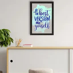 eCraftIndia Grey & Blue Motivational Quote Printed Framed UV Wall Art Painting-image-39
